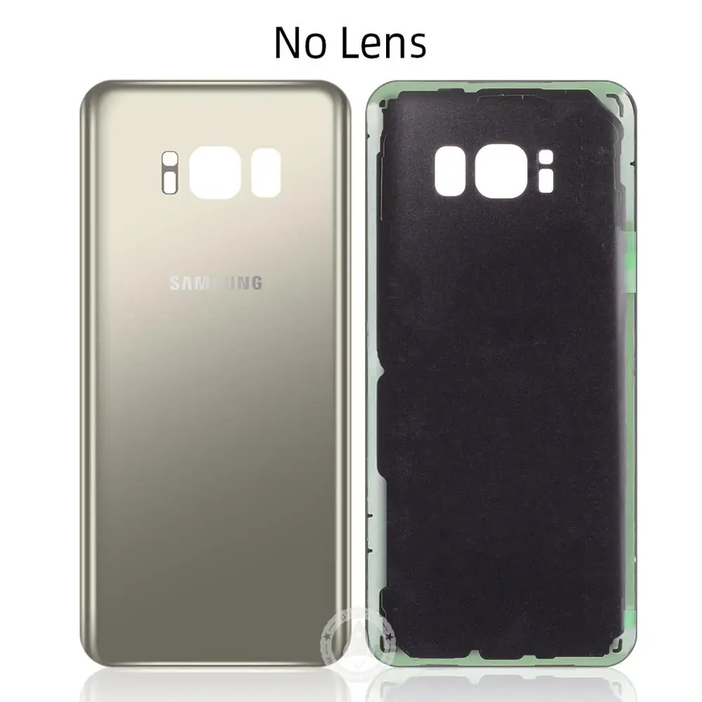 Samsung стеклянный Телефон задняя батарея Дверь для samsung S8 корпус SM-G9500 Корпус задняя крышка чехол с объективом - Цвет: Gold No Lens