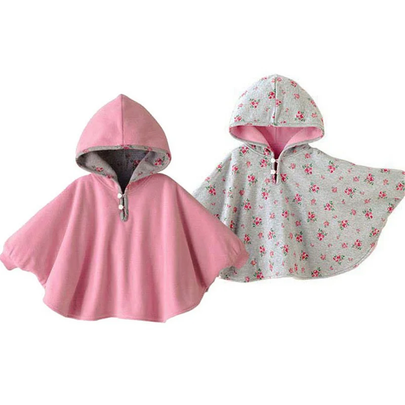 Куртки и пальто для маленьких мальчиков и девочек осенне-зимняя Двусторонняя накидка для малышей, детская верхняя одежда темно-синяя, розовая шаль для детей от 0 до 3 лет - Цвет: Розовый