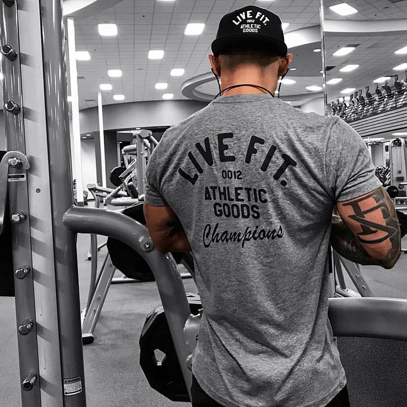 Voobuyla Men Sport Training Cotton T-shirt Short Sleeve Male Casual Man Gym Running Fitness Slim Tees Top Clothing Drop shipping