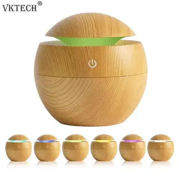 

130ml USB Electric Air Humidifier Wood Grain 7 Color LED Lights Mini Essential Oil Diffuser Mist Maker for Home Office Car