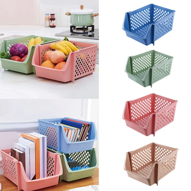 Stackable Plastic Basket Kitchen Storage Basket Fruit & Vegetable