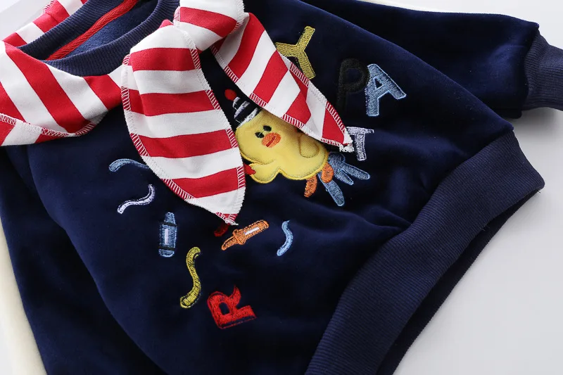 0-4 years winter boy girl clothing set casual thicker warm cartoon cute kid suit children baby clothing hoodies+pant 2pcs