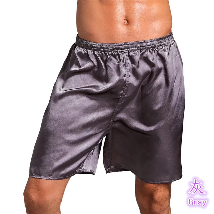 shorts grey Мужские шелковые атласные халаты, пижамы с длинным рукавом, одноцветные пижамы, кимоно, мужской халат для отдыха, Мужская домашняя одежда, халат - Цвет: shorts grey