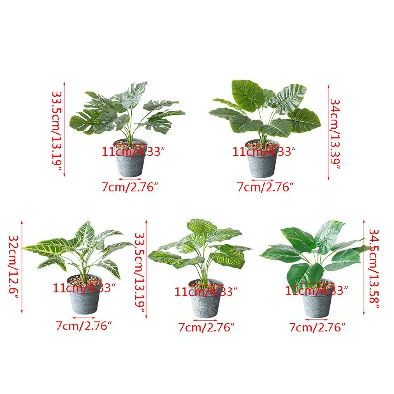 Artificial Plants Green Turtle Leaf Fake Foliage Bonsai Potted Home Garden Decor