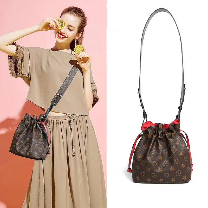 

Wide-Strap Presbyopia Bucket Bag Women's 2019 New Style Europe And America Single-shoulder Crossbody Bag Drawstring Large Capaci