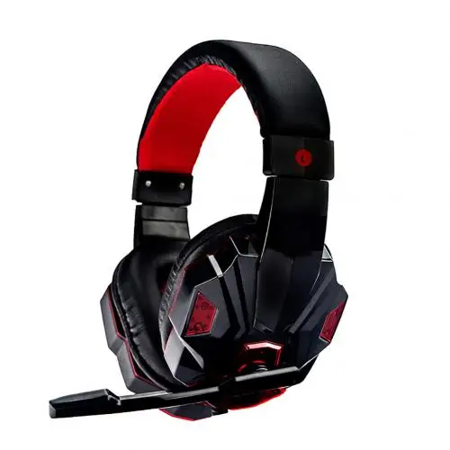 Black Red No led Универсальный светодиодный светильник мягкая Ушная муфта регулируемые Накладные наушники стерео звук Игровая гарнитура - Цвет: Black Red No led