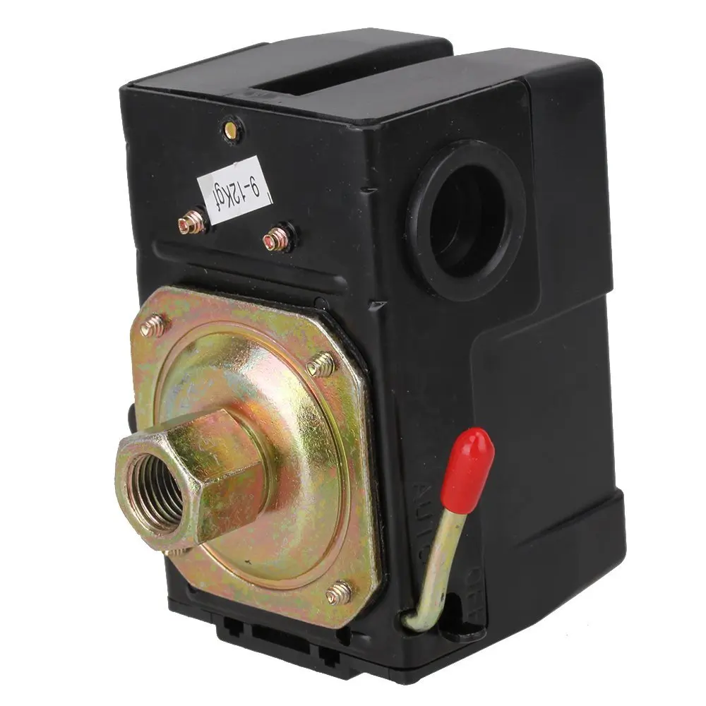 

130-180 PSI 1-Port Adjustable Pressure Switch Control Valve for Air Compressor Red On/Off Lever