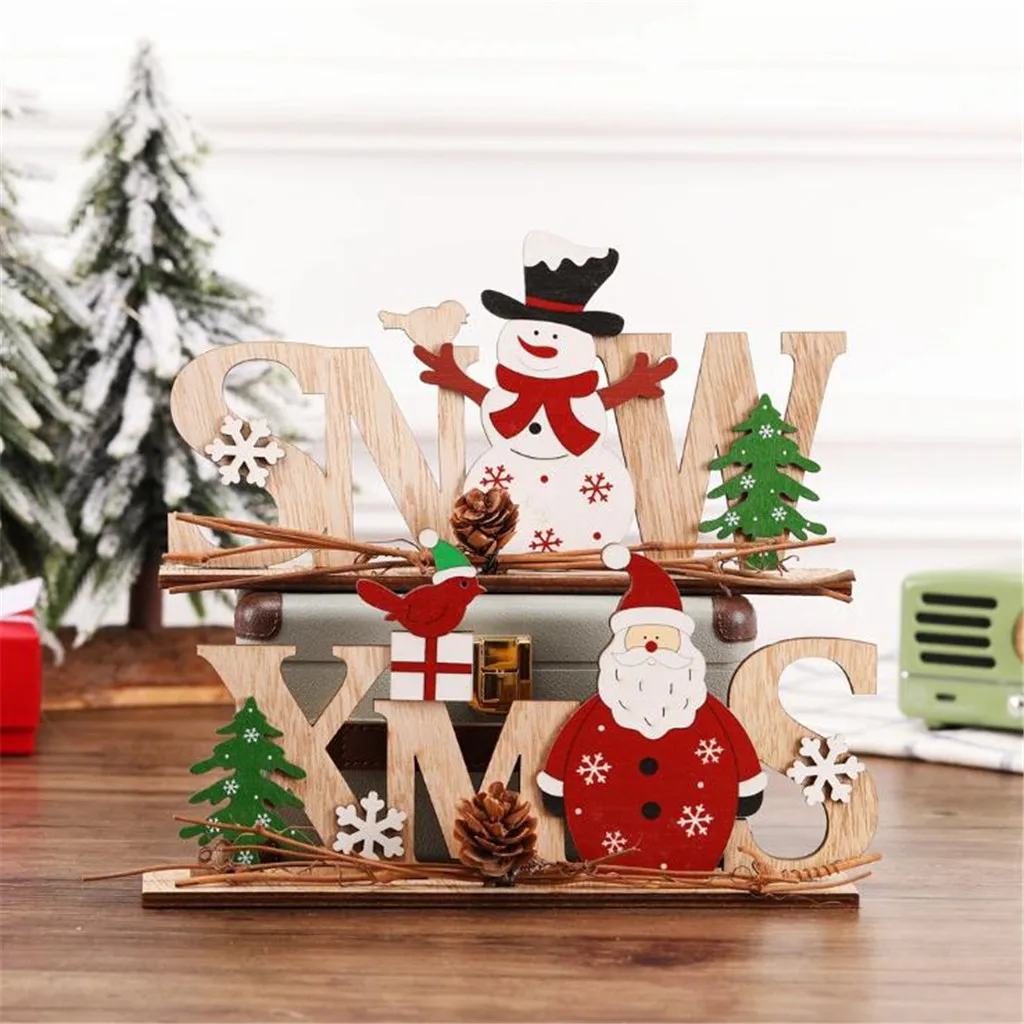 

Village Christmas decorations DIY Christmas items XMAS Wooden Letter ornaments santa cruz snowman Desktop ornaments New Year#p9