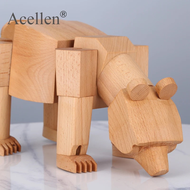 Деревянный медведь ручной работы миниатюрные фигурки животные деревянное