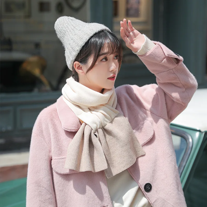 

20*140cm 2019 New Joint Contrast Color Women Scarf Couple Warm Shawl Girl Winter Muffler Neckerchief Neck Ring