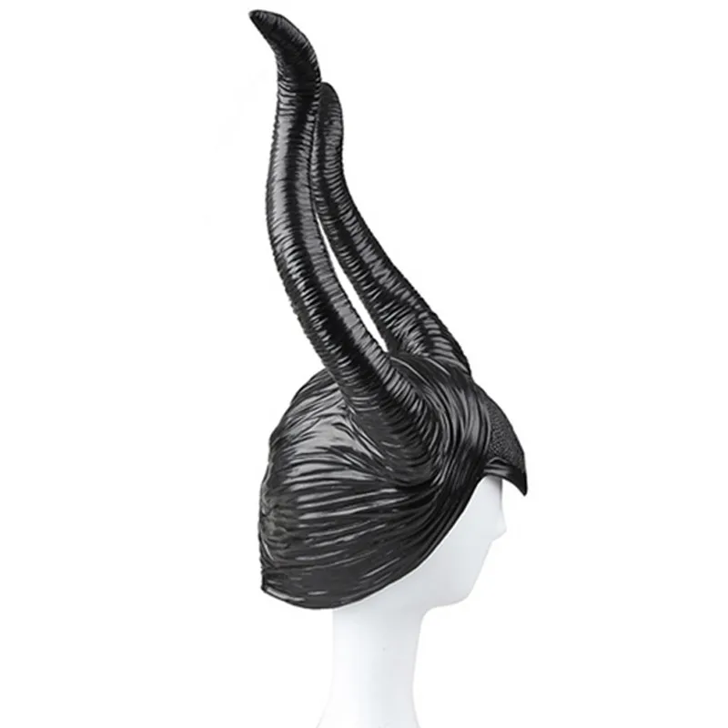 Хэллоуин Косплэй жуткий Maleficent ведьма рога шляпа Головные уборы латексная маска шлем вечерние черный queen головной убор шляпа Кепки