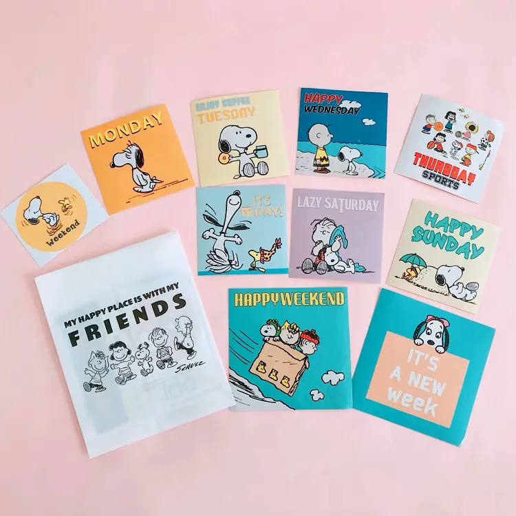 10 шт Peanuts Rogue Dog наклейки с днями недели Kawaii мультфильм канцелярские наклейки s милая анимация Руководство украшение фото-наклейка для стены
