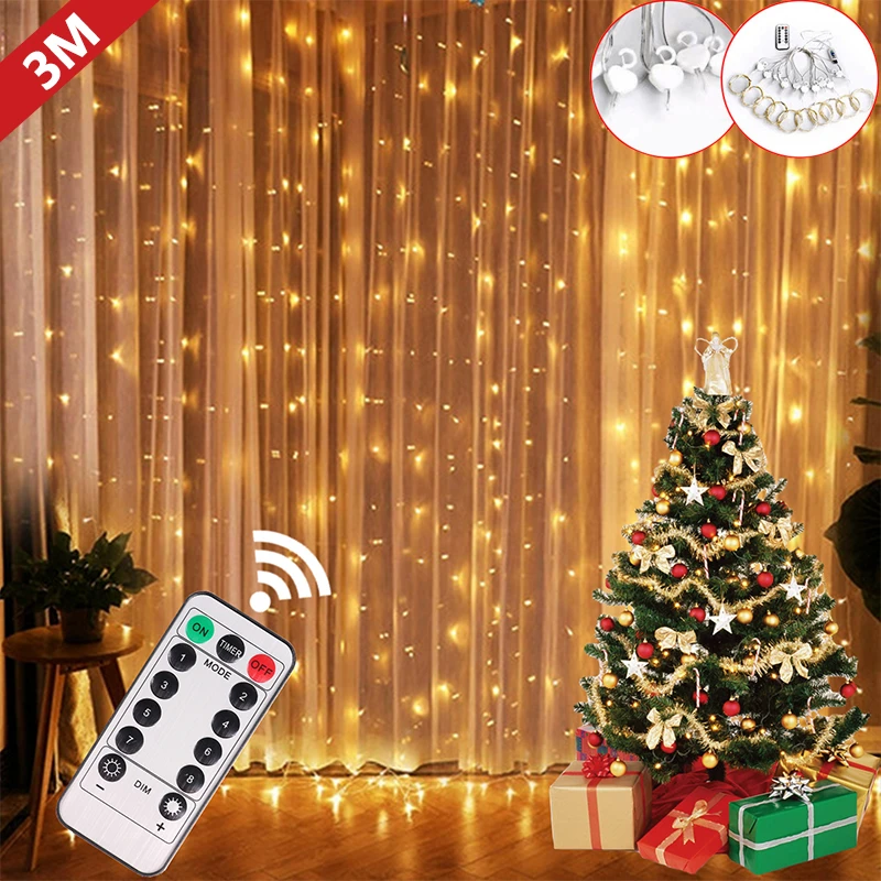 2022 Homes With Christmas Lights 2022 Garland Curtain For Room Decor Fairy Lights New Year Wedding Christmas  Decorations Curtains Lamp For Home Festoon Led Light|Holiday Lighting| -  Aliexpress