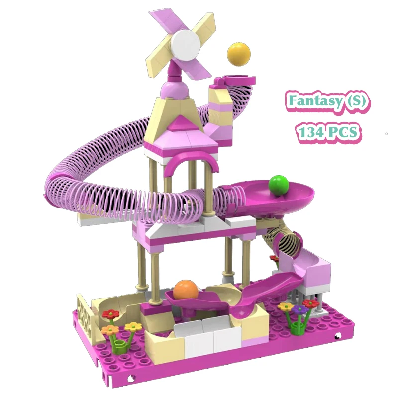 fantasy(s) Детские блестящие 65-203 шт мраморные беговые дорожки Duplo DIY блоки игрушки строительные блоки весенние горки для детей мальчик девочка подарок на день рождения - Цвет: fantasy(s)