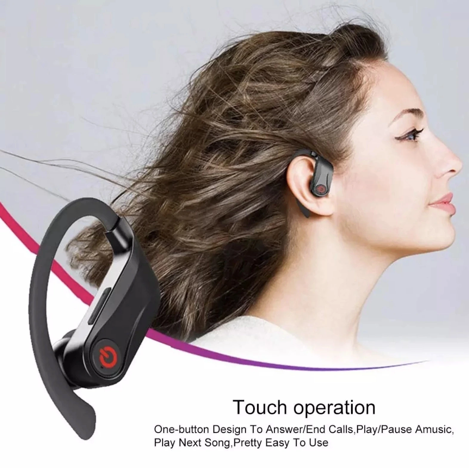 HBQ Q62 5,0, Bluetooth гарнитура, водонепроницаемый двойной наушник с креплением на ухо, 950 мА/ч, зарядный чехол, стерео Спортивные Беспроводные наушники