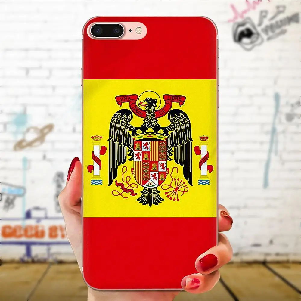as picture Чехол для телефона из мягкого силикона ТПУ с рисунком прозрачный Капа для Galaxy Grand A3 A5 A7 A8 A9 A9S On5 On7 Plus Pro Star Испанский флаг - Цвет: as picture