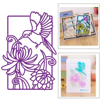 

2020 New Rectangle Background Swallow Sparrow and Chrysanthemum Metal Cutting Dies For DIY Scrapbooking Card Making No Stamps