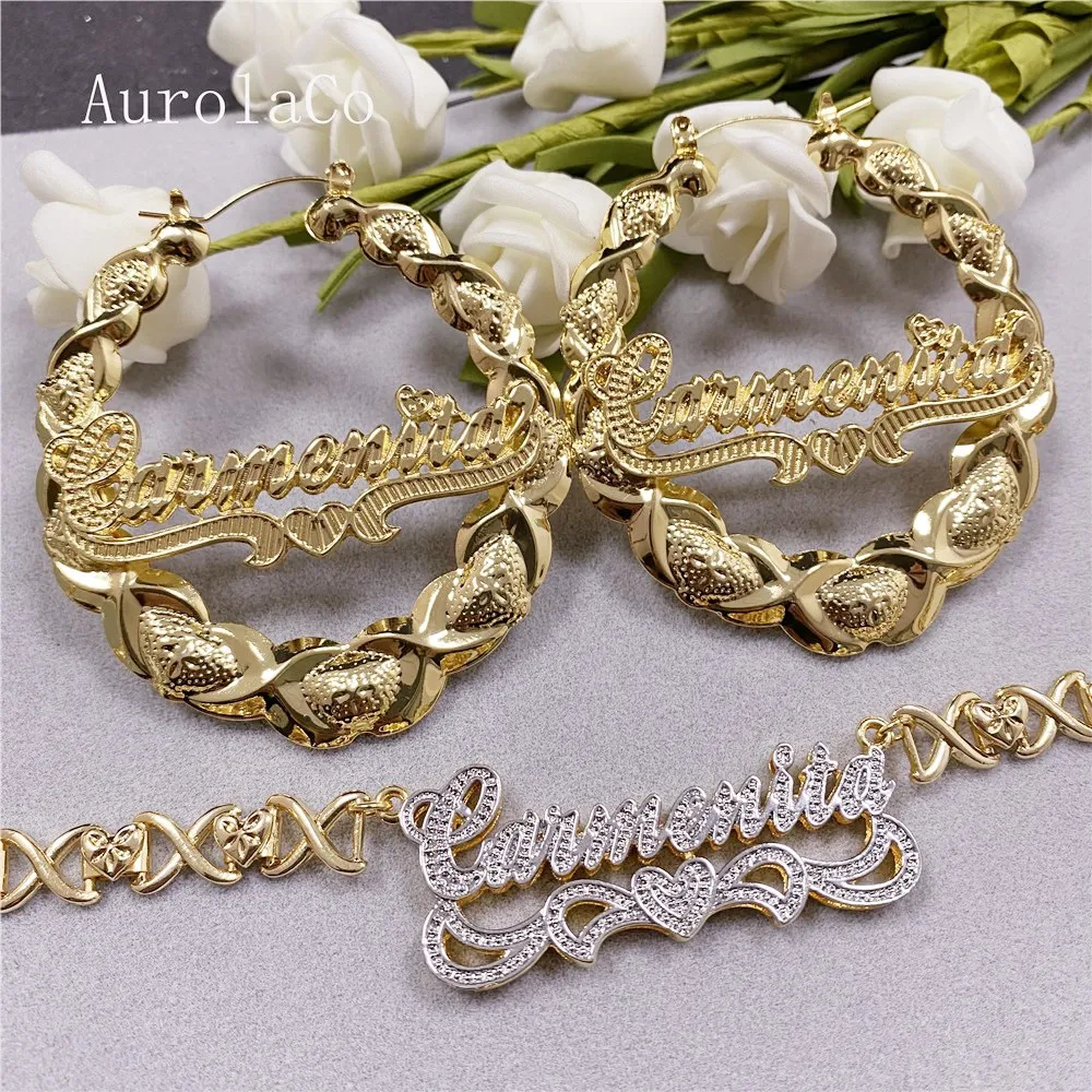 AurolaCo XOXO Nama Kustom Perhiasan Set 
