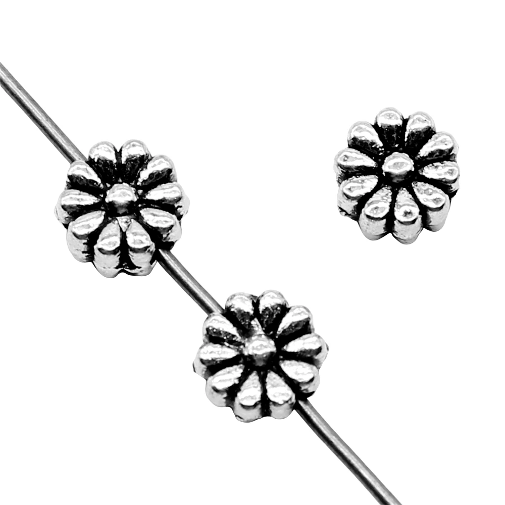 20 шт цветок бусины для изготовления ювелирных изделий 7 мм античный серебряный