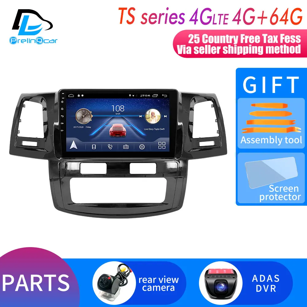 4G монитор для TOYOTA Fortuner Hulix 2008- лет автомобильный монитор радио мультимедиа видео плеер навигация Android 9,0 стерео