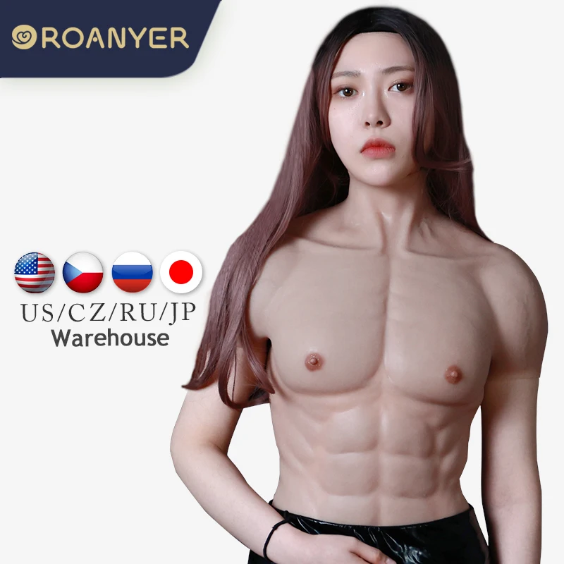 US $165.78 ROANYER small size Realistic fake muscle Belly Macho Realistic Silicone Artificial Simulation Muscle Man Skin Up Body