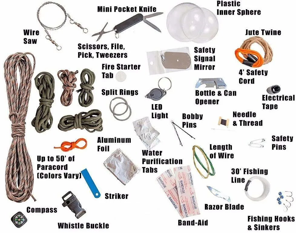 Survival Kits Survival Gear And Equipment Hunting Fishing Includes Line Saw  Paracord Pin Return Pin Hiking Buckle Etc - AliExpress