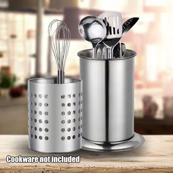 

2pcs/set Rust Proof Storage Organizer Cookware Cooking Utensil Holder Cabinet Stainless Steel Home Forks Spoons Kitchen Tool