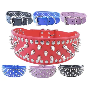 

Fashion Personality Bullet Spike Stud Collar PU Leather Punk Rivet Spiked Dog Collar Pet Collars for Large Dog Pet Dog Supplies
