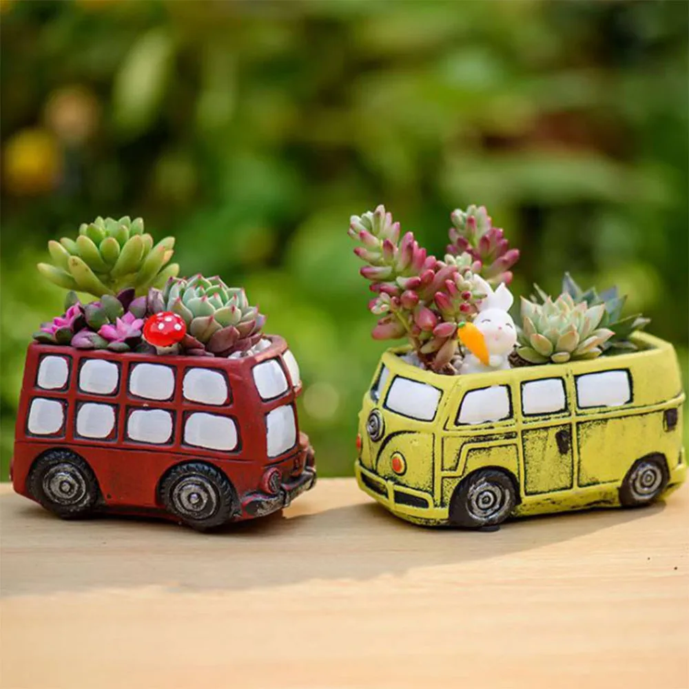 Цветочные горшки с мультипликационным автобусом для суккулентов маленькие