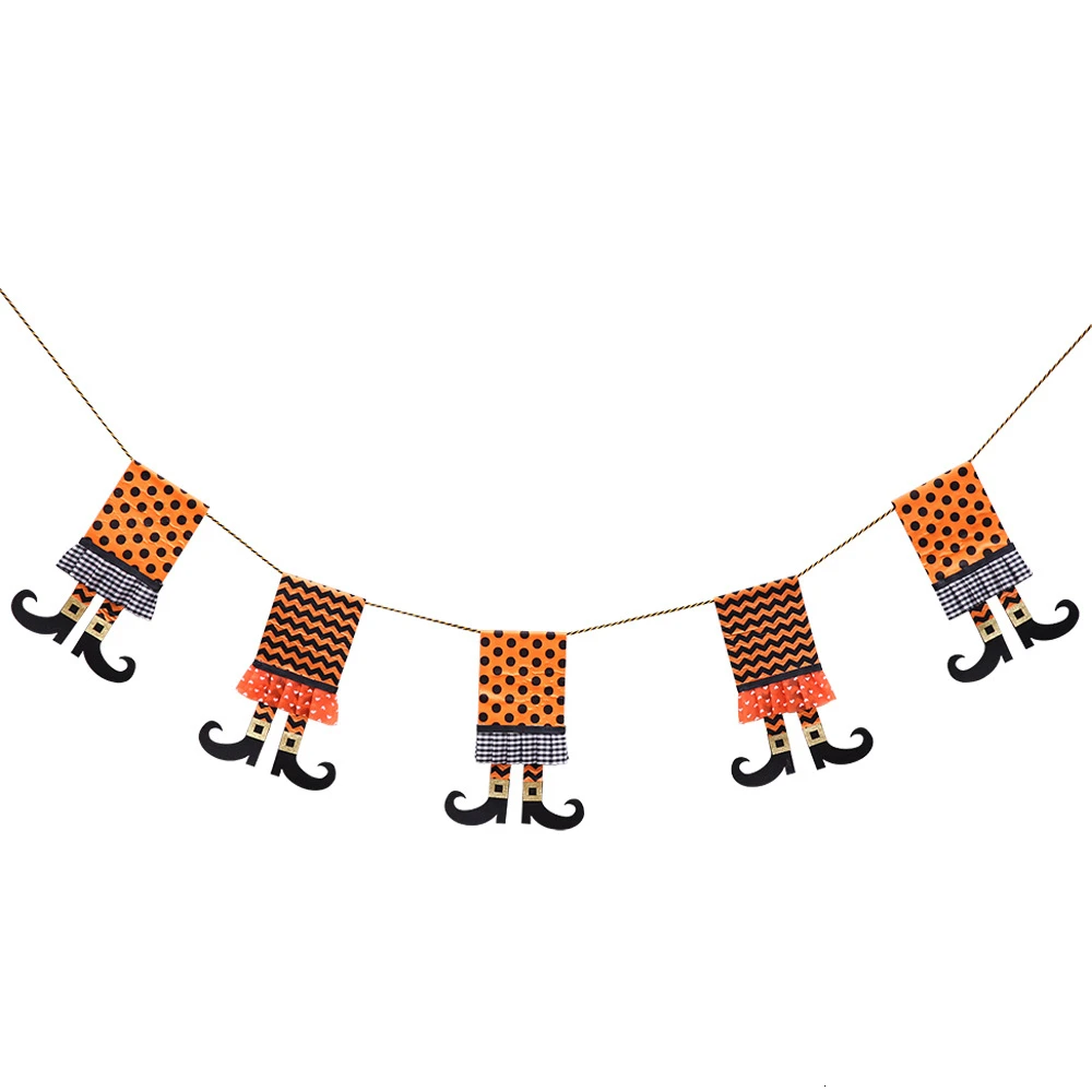 

Boots Bunting Shape Pull Flowers Set Halloween Flag Banner Long Hanging Bunting Banner Halloween Decor
