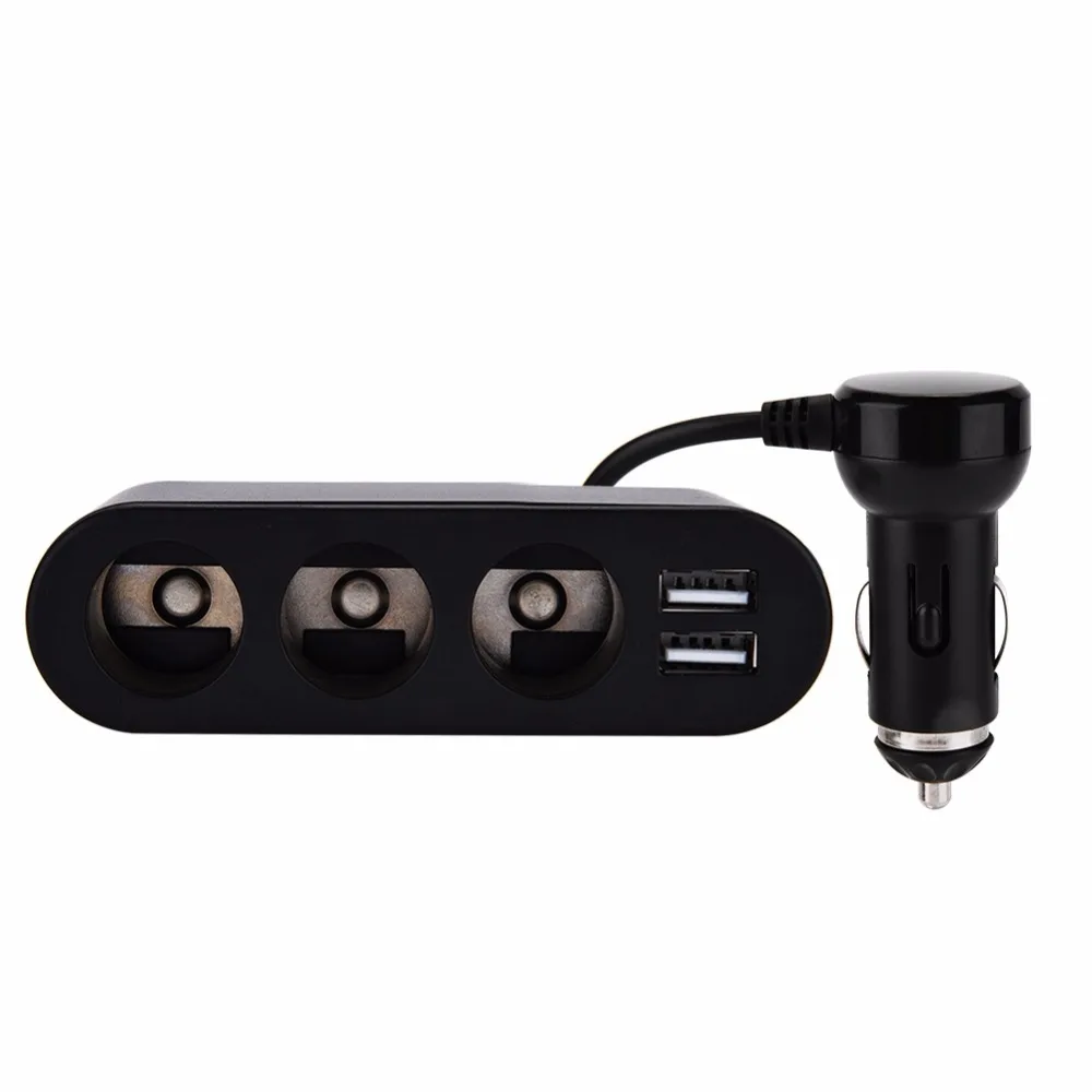 Зажигалка usb автомобильный черный Быстрая зарядка двойной USB 3 способа автомобильный адаптер для зарядного устройства Зажигалка на электропитании led
