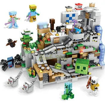 Bloques de construcción de la cueva de la montaña con figuras de acción de bloques, juegos, juguetes para regalo de Navidad para niños