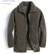 Мужское пальто с натуральным мехом, Осень-зима, шерсть, меховые пальто, Овечья стрижка, шерстяная куртка, корейский, манто Homme 4917 KJ3624