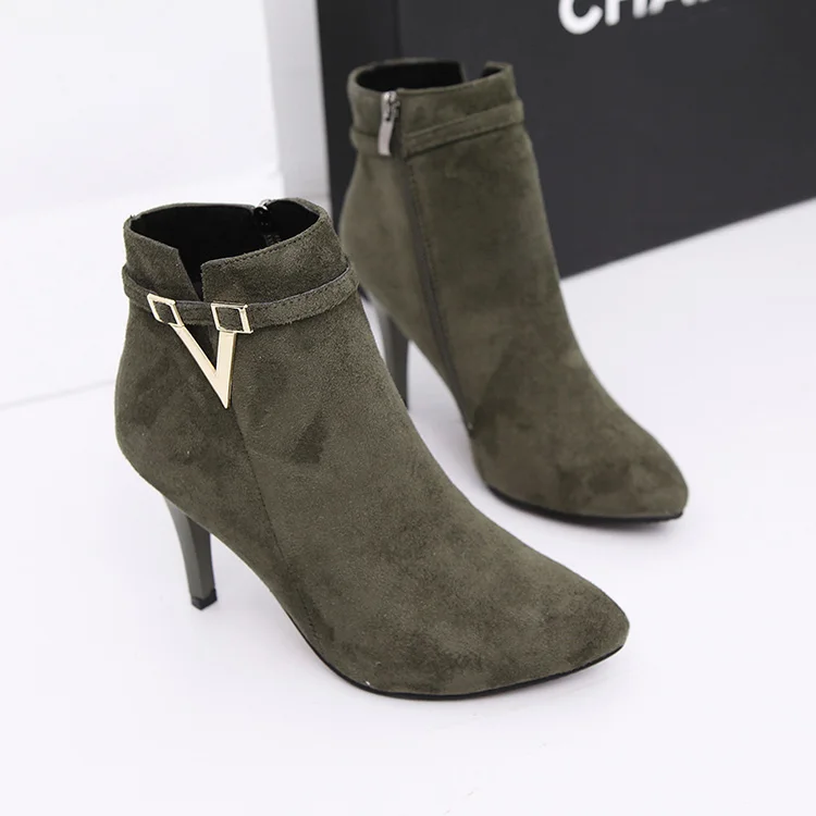 Liren 2019 Spring/Autumn Women Fashion Sexy Flock Ankle Zip Chelsea Boots Pointed Toe High Thin Heels Sexy Lady Boots Liren 2019 Spring/Autumn Women Fashion Sexy Flock Ankle Zip Chelsea Boots Pointed Toe High Thin Heels Sexy Lady Boots