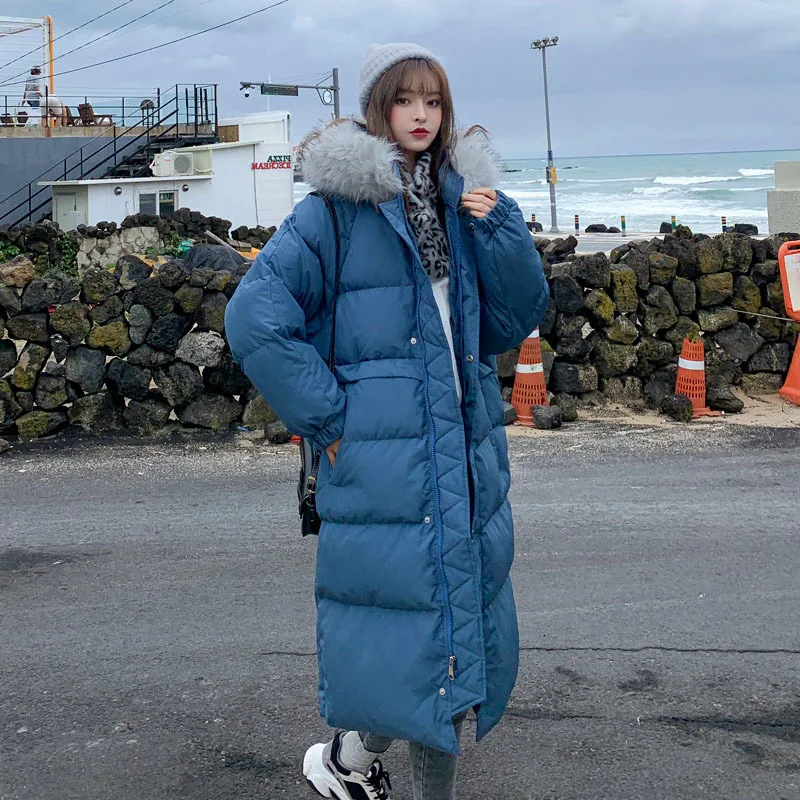 

Photo Shoot 2020 Winter New Style Mid-length down Feather Cotton-padded Clothes Women's Korean-style Loose-Fit over-the-Knee Lar