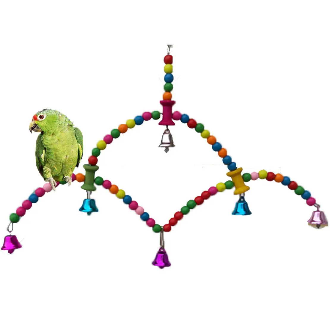 Wood Perch Bird Swing Toy for Parrot Budgie Parakeet Cockatiel Conure