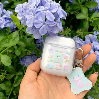 

Cute Soft TPU Airpod Case Green Bear Airpod Pro Case Accessories Case Protective Cover Bag Box Earphone Case Key Airpods Case