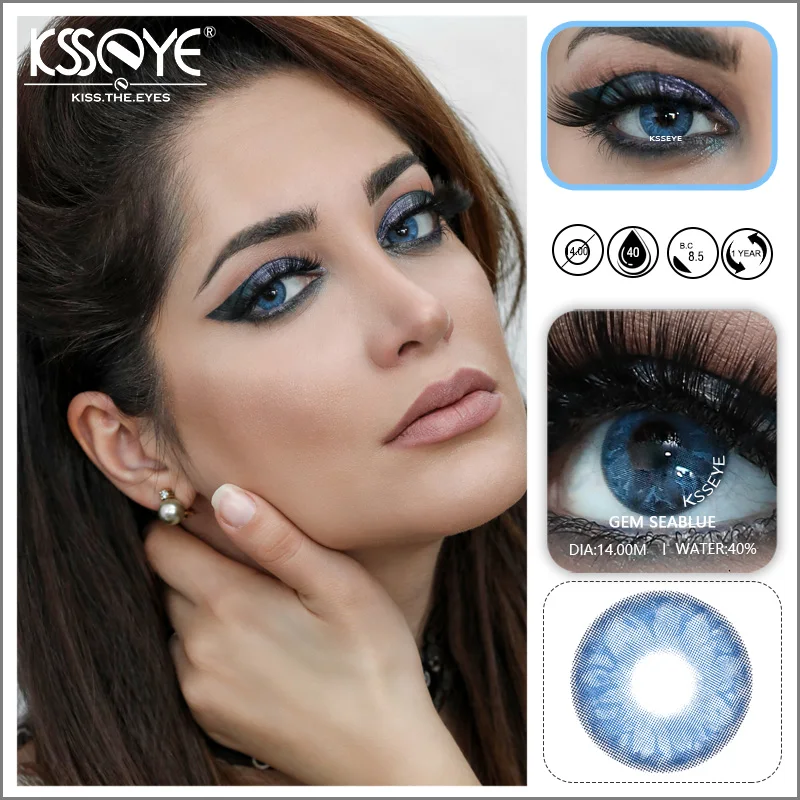 Lentillas de Color verde azulado para ojos, lentillas de contacto de Color verde azulado, para ojo coloreado, bonitas para pupila, 1 par