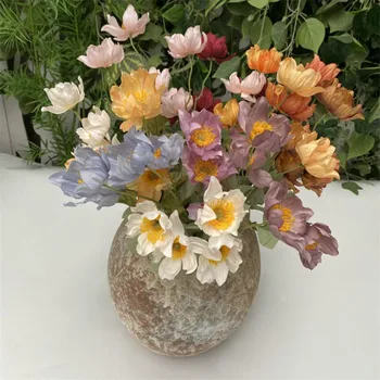 

11P Fake Single Stem Anemone (4 heads/piece) 24.8" Length Simulation Autumn Anemones for Wedding Home Artificial Flowers