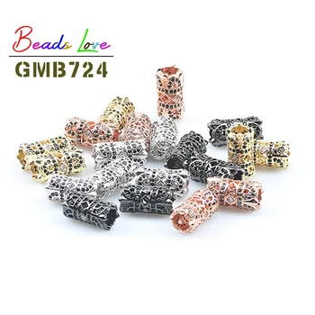

3pcs/lot Metal Brass Micro Pave CZ Beads 15*8mm Hollow Out Column Cubic Zirconia Spacer Beads for Jewelry Making Diy Bracelets