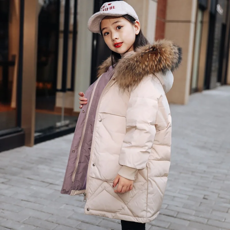 2019 брендовая модная куртка пуховик для девочек Теплые детские пуховики пальто с