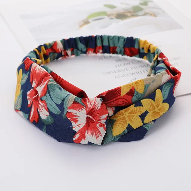 Women Cross Solid color Hair Bands Girls Print Flower Headbands Fashion Turban Make up Hair Accessories FD127 DYZ1