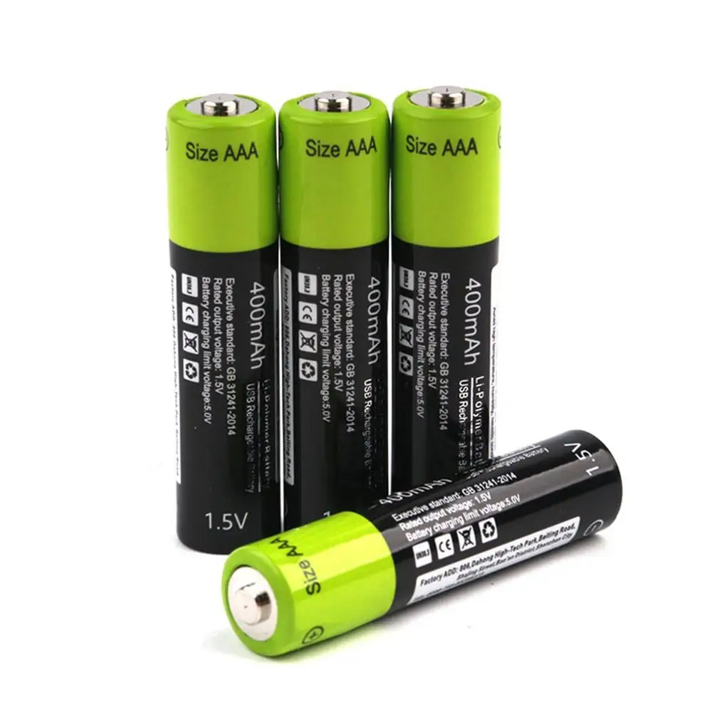 4pcs ZNTER 1,5 V AAA 400mah литий-полимерный литий-ионный литиевый с батареей заряжаемой через USB аккумулятор с USB зарядной линией - Цвет: 4pcs