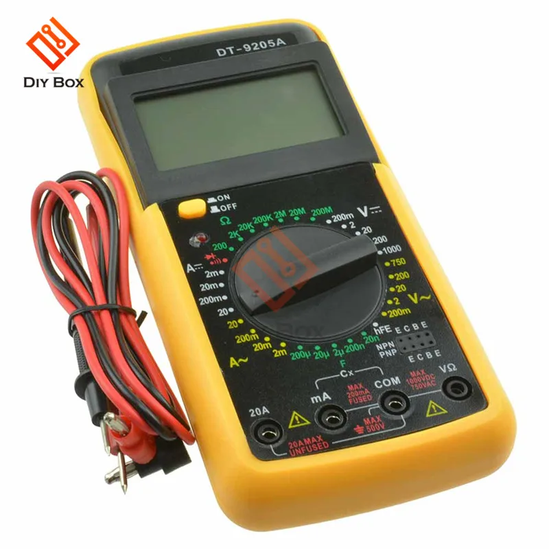 DT9205A мультиметр цифровой дисплей электрический ручной тестер метр Вольт Ампер Ом тестер метр ЖК-дисплей цифровой дисплей с кабелем зонд