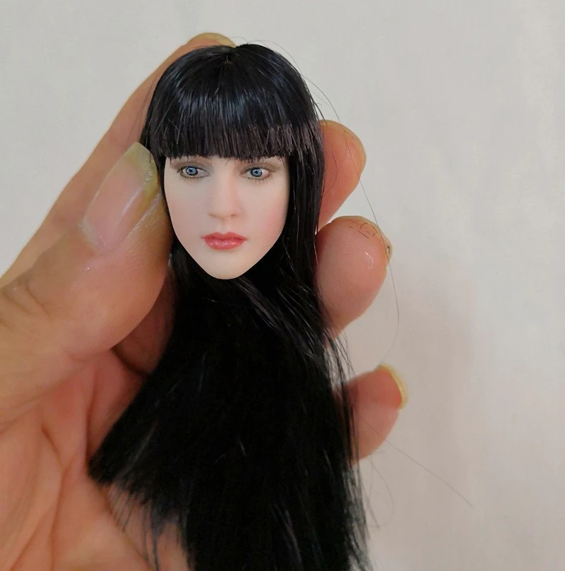 1:6 Asia Black Hair Female Pale Head Sculpt Short Hair Head Model F 12'' Figure 