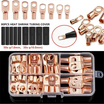 

New 140PCS Copper Wire Ring Terminal Lug SC Battery Welding Bare Connectors Set Kits