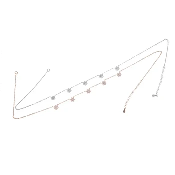 

100% real 925 sterling silver multi flower charm pendant choker necklace with cz paved wedding short necklace wedding jewelry