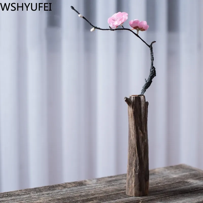 New style Solid wood vase Flower arrangement Vase Living room TV cabinet Office photo studio decoration Home decoration WSHYUFEI
