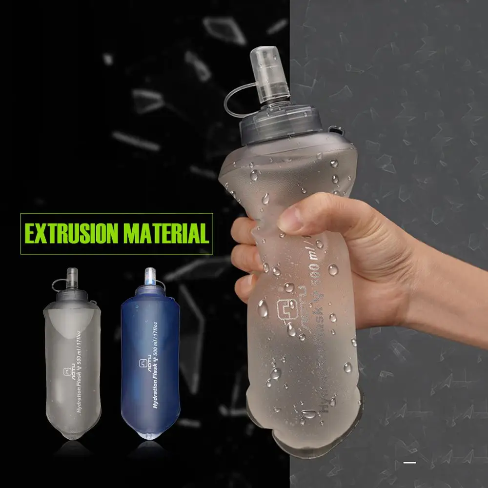 

1Pc 500ml Running Sport Bicycle Soft Water Bottle Folding TPU Soft Flask Water bag Flask For Outdoor Sport Camping