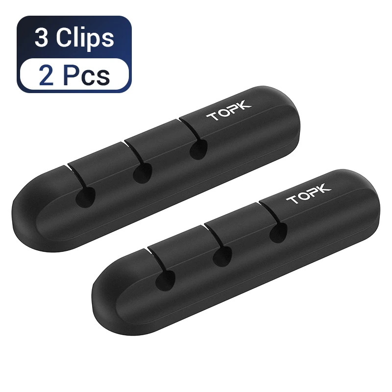 3 Clips - 2 Pieces TOPK Cable Organizer силиконовый USB Cable Winder Настольный аккуратный зажим для управления держатель кабеля для мыши провод для наушников - Цвет: 3 Clips - 2 Pieces
